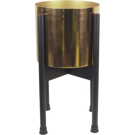 Medium Black Stand with Gold Metal Planter 38.5cm x 18cm