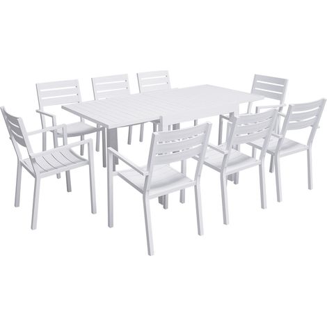 Gartenmöbel VENEZIA ausziehbar 90/180 aus weißem Aluminium - 8 Sitzplätze (1/5)