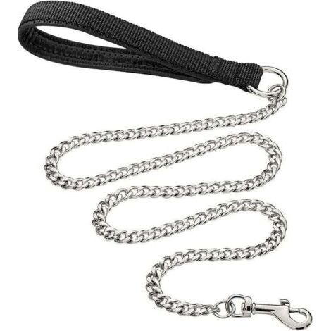 BUNTHAUS Laisse pour chien en métal robuste, 180 cm, résistante aux morsures, avec poignée rembourrée souple pour chiens de grande et moyenne taille (180 cm 3 mm)