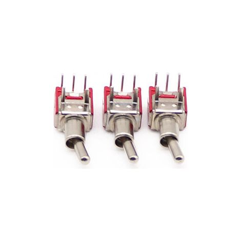 Red toggle switch SMTS-102-C3 crank switch, three-prong, two-position, curved-leg type (1/4)