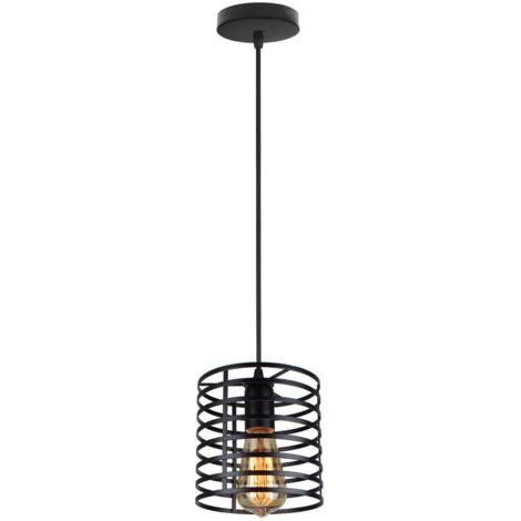 royaluxe- Lampe À Suspension Vintage E27 Plafonnier D'Intérieur En Métal Suspension Luminaire Rétro Pour Salon, Salle À Manger, Bar, Noire (1/5)