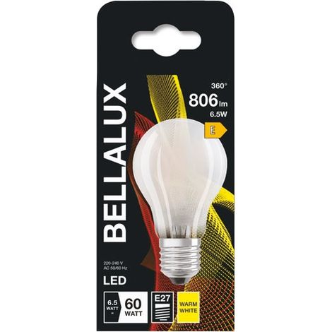 Ampoule LED dépolie standard E27, 6.5W, blanc chaud. (1/2)