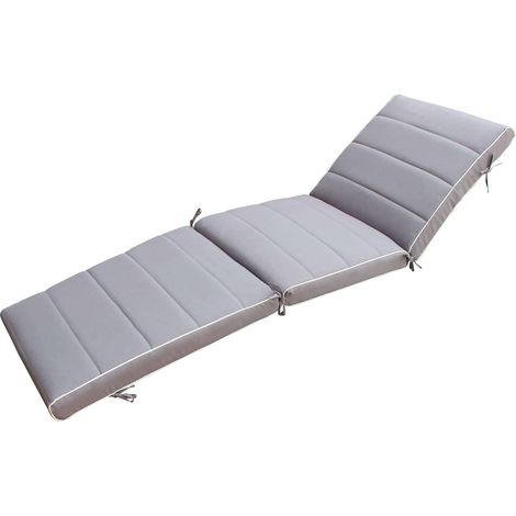 Cuscino in poliestere sfoderabile impermeabile 185x57 cm per lettino da esterno -  Grey