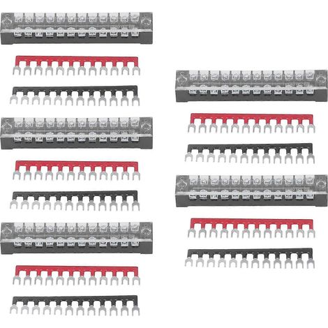 Lot de 5 bornes de connexion d'alimentation à 12 pôles avec bornier à cavalier, 15 A, 600 V