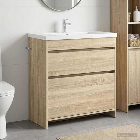 vidaXL Gabinete de baño debajo del lavabo Roble Sonoma (1/5)
