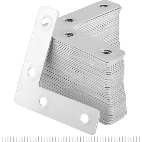 40 Pcs Flat Straight L-Shaped Bracket, Metal Brackets with Screws for Wood Furniture Cupboard Repair Bracket, 60 x 60 x 15 mm, Silver (1/5)