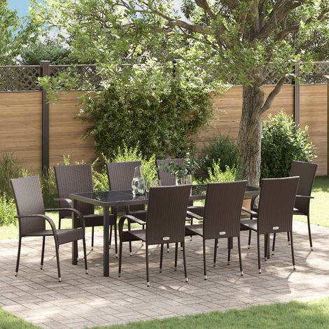 vidaXL Garden Dining Set 5 pcs Brown Powder-Coated Steel (1/5)