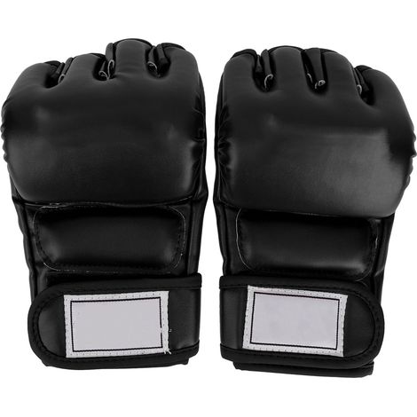 1 Paire de Gants Mi-Doigts Homme pour Boxe, Kickboxing, Sanda et Muay Thai (Noir) (1/5)