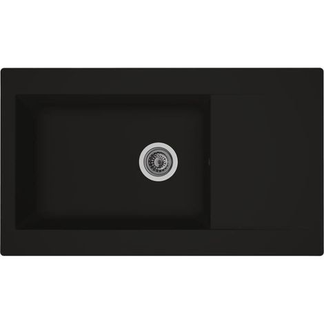 Fregadero de cocina empotrado STRADOUR 1 gran tazón + 1 escurridor Einna - Resina - 86 x 50 cm - Negro