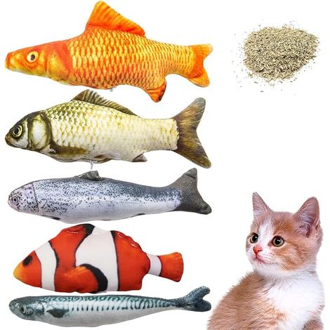 Jouet pour Chats, Peluche pour Chat, Jouet Cataire Poisson Jouets de Soins Dentaires pour Chats, Jouets À Mâcher pour la Chambre, le Jardin, le Salon (1/4)