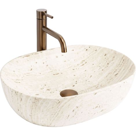 Lavabo De Encimera Rea Amelia 48 Travertine Classic Beige