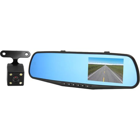 4,3-Zoll-Rückspiegel für Autos mit 1080P-Rückfahrkamera, G-Sensor und Bildstabilisierung.