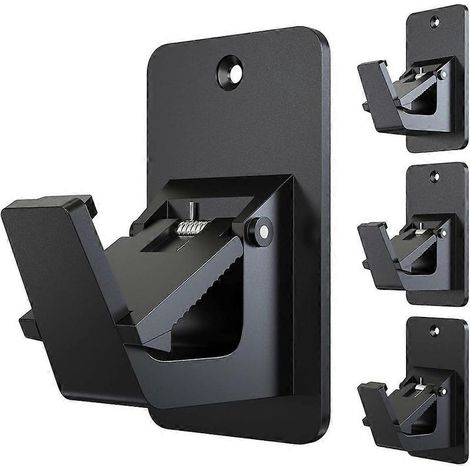 Supports adhésifs pour tringle à rideaux sans perçage - Supports robustes 30 lb, crochets universels pour tringle à rideaux sans endommager les fenêtres (4 pièces noires) (1/5)