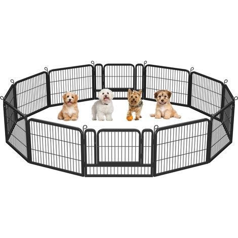 Homevive 12pcs Vallas para Perros Extensible Plegable Vallas para Jardin Metalicas Jaula Perro Grande Exterior Corrales para Cachorro 80x60cm