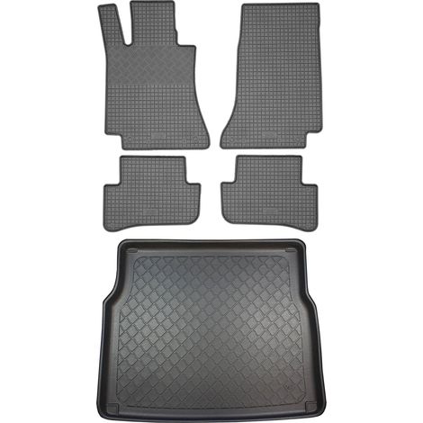 Juego de alfombrillas de goma para coche y maletero para Mercedes Clase C W205 T Estate (5 puertas) desde marzo de 2015.
