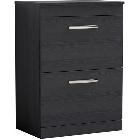 Nuie Athena Floor Standing 2-Drawer Vanity Unit and Worktop 600mm Wide - Charcoal Black (1/5)