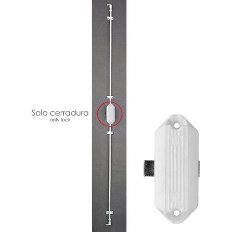 Serrure espagnolette sans clé 93 – Couleur blanche – Pour meubles en bois dur – Sécurisation esthétique et pratique – FAC (1/3)