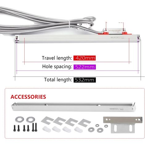 Sensor de escala lineal, precisión de 0,005 mm, salida TTL, KA500-420mm-5U (1/2)