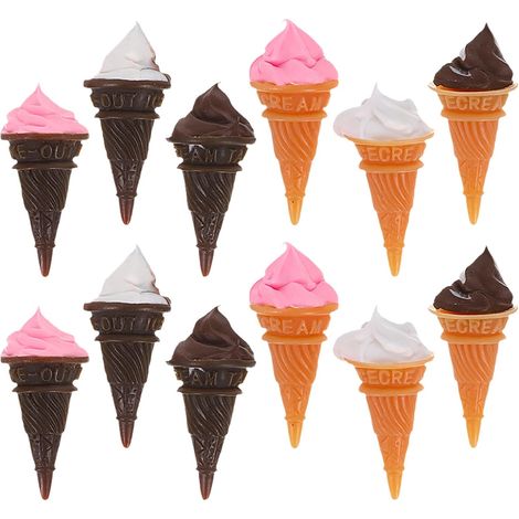 12pièces Mini Glaces Décoratives Jouets Alimentaires Miniatures pour Maison de Poupée Figurines de Desserts Résine pour Accessoires de Mini-Maisons (1/5)