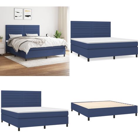 Boxspringbett mit Matratze Blau 160x200 cm Stoff - Boxspringbett - Doppelbett - Schlafsystem - Bettrahmen - Matratze - Home & Living (1/5)