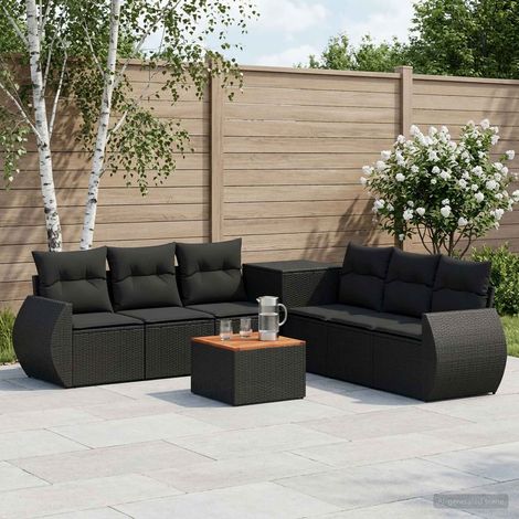 vidaXL Set di divani 8 pz Nero Rattan sintetico e Acciaio (1/5)