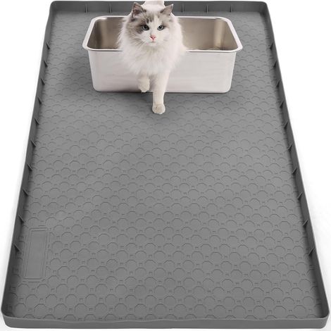 Katzenstreuunterlage, 864 mm x 558 mm Katzentoilettenunterlage, rutschfeste Katzentoilette, wasserdichte, faltbare Katzentoilettenunterlage (grau) (1/5)
