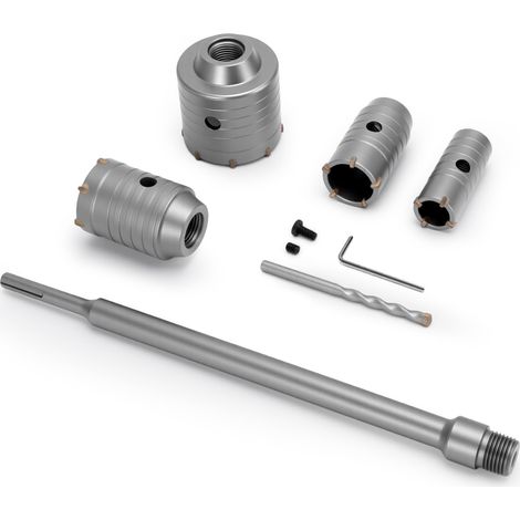Scie Cloche Beton, Couronne de Forage 30 Mm, 40 Mm, 50 Mm, 68 Mm, Couronne Carotteuse Foret Tige 320 Mm Foret pour Maçonnerie Pierres Naturelles Grès Marbre, 7 Pièces (1/5)