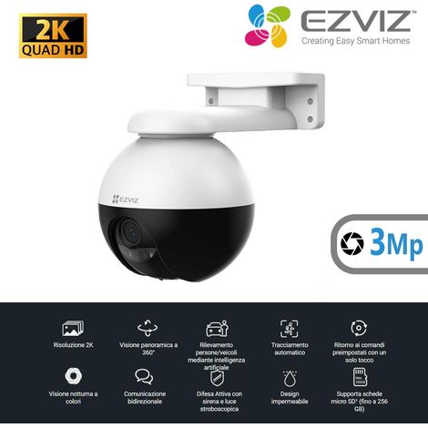 EZVIZ C8W Pro Telecamera di Sicurezza Esterno 2K Wi-Fi Pan-tilt Visione Notturna (1/10)