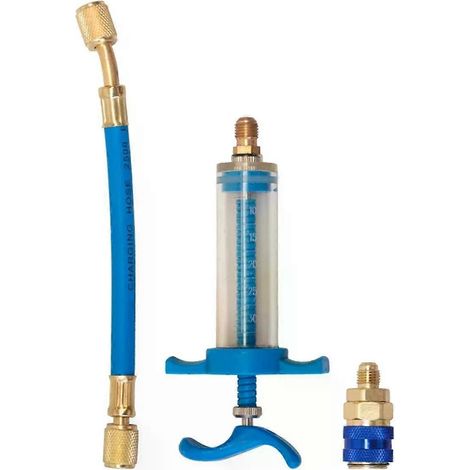 Injecteur d'huile/colorant pour climatisation automobile 1 oz avec adaptateur de raccord rapide basse pression R134a 1/4  outils de réparation de climatisation  graisseur manuel - JXLGV (1/5)
