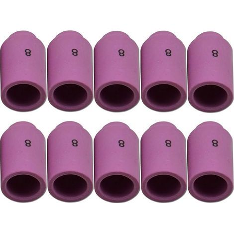 Accessoires de Chalumeau de Soudure TIG - Gobelets Céramiques de Buse en Alumine 13N12 8 Orifice 12,5mm - Adaptés pour PTA SR DB WP 9 17 18 20 25 26 - Pack de 10 (1/4)