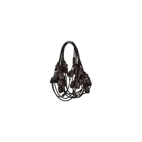 Guirlande lumineuse d'extérieur noire 10m – 20 douilles E27 – Indice de protection IP44 – Câble rond en caoutchouc résistant aux intempéries