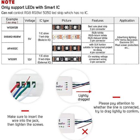 2 manettes Bluetooth : 1 manette Bluetooth sans fil SP105E compatible avec les appareils WS2811, WS2812B, WS2801 et SK6812, et 1 manette Bluetooth compatible avec les appareils WS2812B, SK6812RGB et S (1/5)