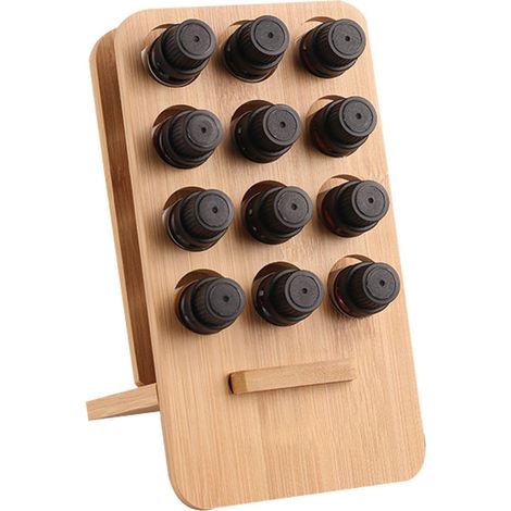 Rangement d'huile, support en bois, organisateur d'huile en bois support élégant et sophistiqué, organiseur en bois naturel à plusieurs fentes en bois naturel fonctionnel pour le stockage de (1/5)