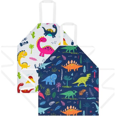 Tablier Cuisine Enfant - 2 pièces, Tablier Cuisine Enfant Étanche Lavable - Peinture/Poterie (1/5)