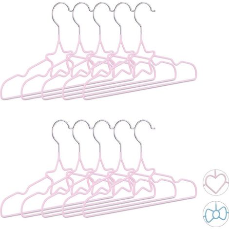 Lot 10 Cintres Enfants Métal Rose Clair 30cm Étoile Déco Bébé Gain Place Fil (1/5)