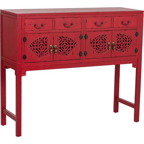 Recibidor de madera rojo 120x40x102h cm
