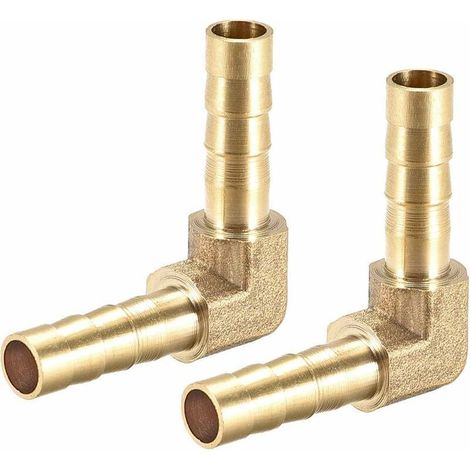 Karte 2 Stück 6 mm Schlauchanschluss aus Messing mit Widerhaken, 90-Grad-Winkel-Rohrkupplung