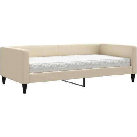 Maison Exclusive - Divano Letto con Materasso Crema 100x200 cm in Tessuto (1/5)