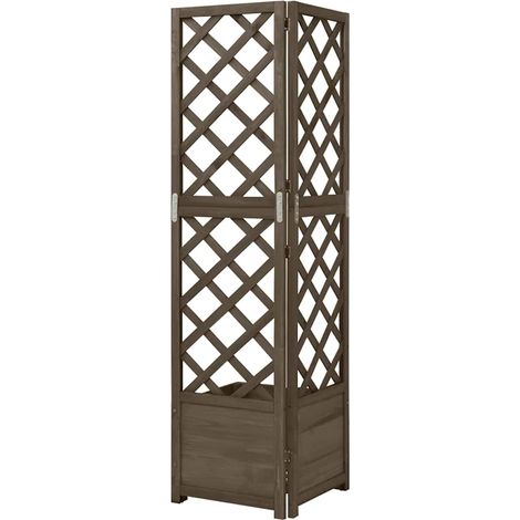 Maison Exclusive - Jardinière d'angle en treillis Gris 40x40x150 cm Bois de sapin (1/5)