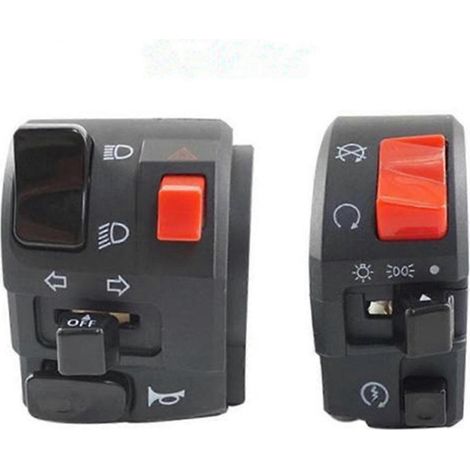 Universeller Steuerschalter für modifizierte 7/8-Zoll-/22-mm-Motorradlenker. Lenkerschalter für Blinker, Nebelscheinwerfer und Anlasser. (1/5)