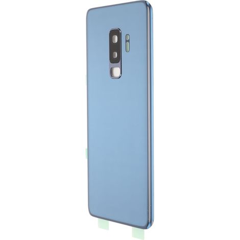 Cache arrière de remplacement avec vitre et film adhésif pré-installé pour objectif de caméra, compatible avec Galaxy S9+ Plus G965 (bleu). (1/4)