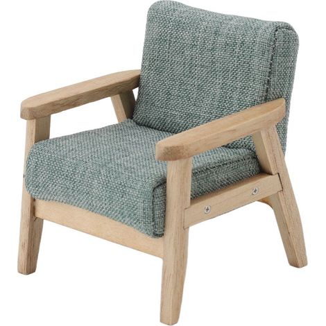 Canapé miniature 1:12 style japonais, fauteuil en tissu vert gris pour maison de poupée, décoration salon (1/5)