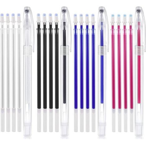 Feutres textiles - 4 couleurs - avec 20 recharges - Feutre soluble dans l'eau - Feutre effaçable - Feutre textile - Disparaît à la chaleur - Feutre précis pour marquer les tissus - Quilting - Bricolag (1/5)