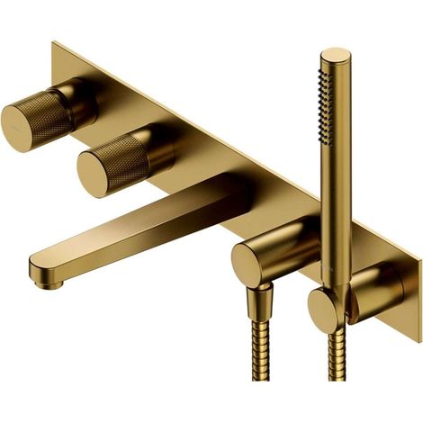 OMNIRES Contour - Mitigeur de baignoire encastré, installation 5 trous, avec corps d'encastrement, avec accessoires, doré brossé CT8037-1GLB (1/4)