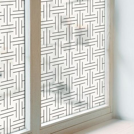 Fensterfolie 50x146 cm Blickdicht Dekorfolie PVC Dekorativ Folie für Schlafzimmer Selbstklebend Sichtschutz Fenster Milchglas Symmetrischer Zopf
