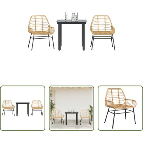 vidaXL Gartenmöbel - 3-teiliges Garten-Esszimmer-Set Braunes Polyrattanglas (1/5)