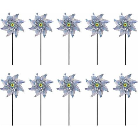 Moulin à Vent Réfléchissant, 10 Pièces Anti-Oiseaux Moulin À Vent Réfléchissant, Moulin a Vent Jardin Exterieur, Répulsif à Oiseaux pour Protéger Le Jardin/Verger/Cour Intérieure (1/5)