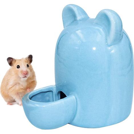 Petit Animal Céramique Distributeur d'eau, Distributeur Automatique d'eau pour Cochon d'Inde, Céramique Abreuvoir Silencieux, pour Hamster, Chinchilla, Cochon d'Inde, Hérisson, 150ml (Bleu) (1/5)