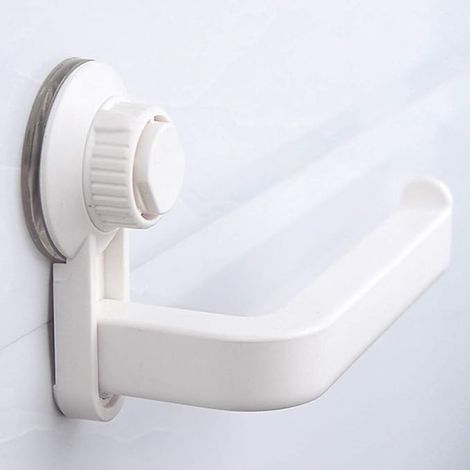 2 Wandaufkleber (schwarz + weiß) für Toilettenpapierrollen mit Saugnäpfen, ideal für Bad und Küche, Vakuum-Saugwand, schraubenlose Wandbefestigung, wasser- und feuchtigkeitsbeständig