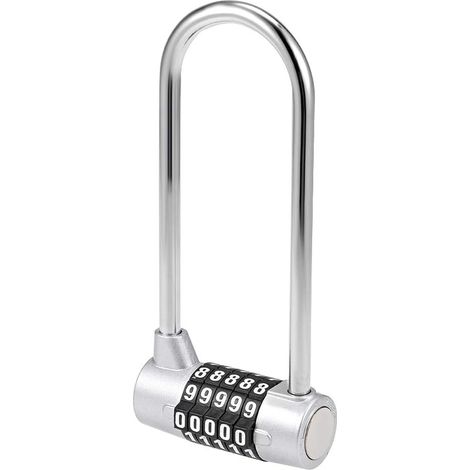 Schloss combiné 5-stellig Zurücksetzbares Bügelschloss Edelstahl 7mm 1 PackungSilber (1/4)